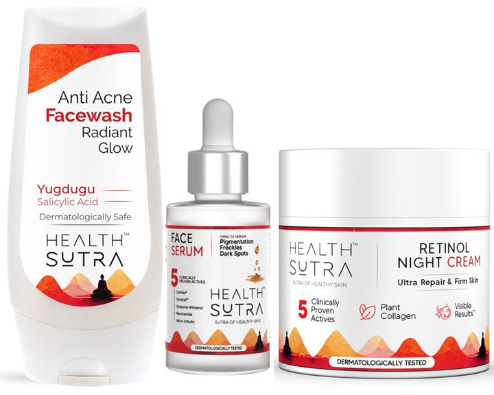 Pigmentation & Dark Spot Correction Kit  that contains Anti Acne Facewash, Face Serum, Retinol Night Cream