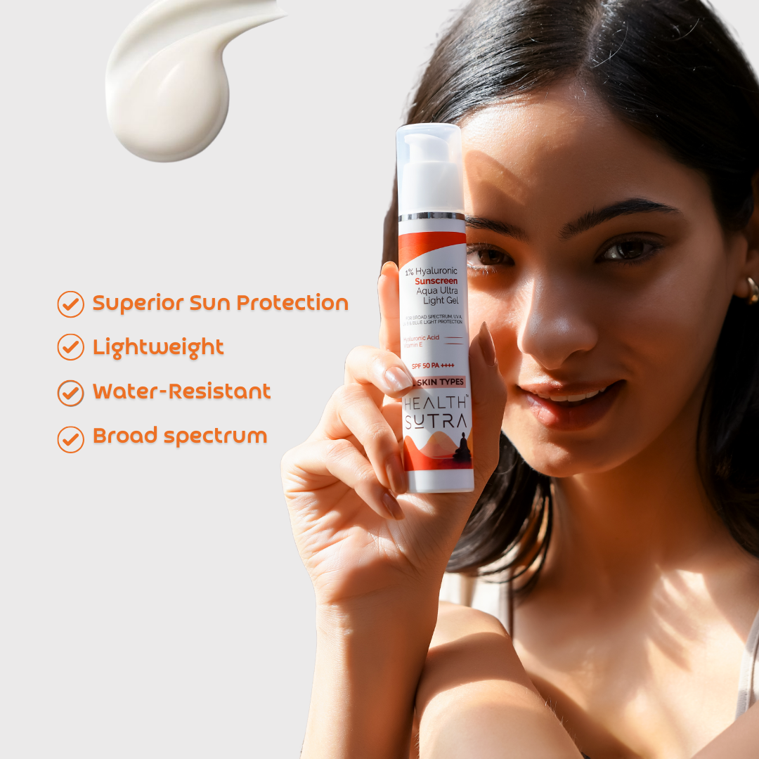 1% Hyaluronic Sunscreen Aqua Ultra Light Gel and Deep Cleansing Facewash Luminous Glow