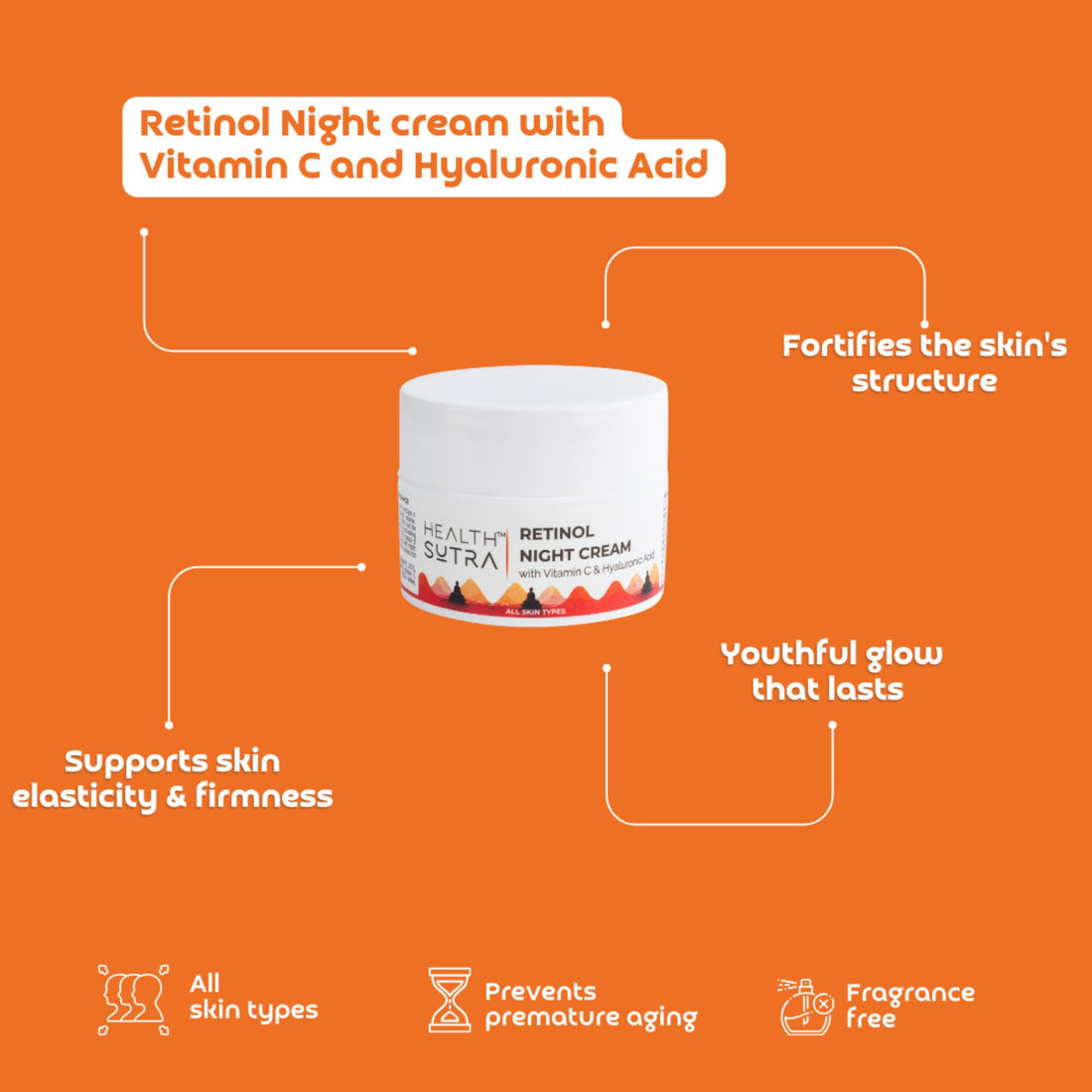 Retinol Night Cream with Vitamin C and Hyaluronic Acid - 50g