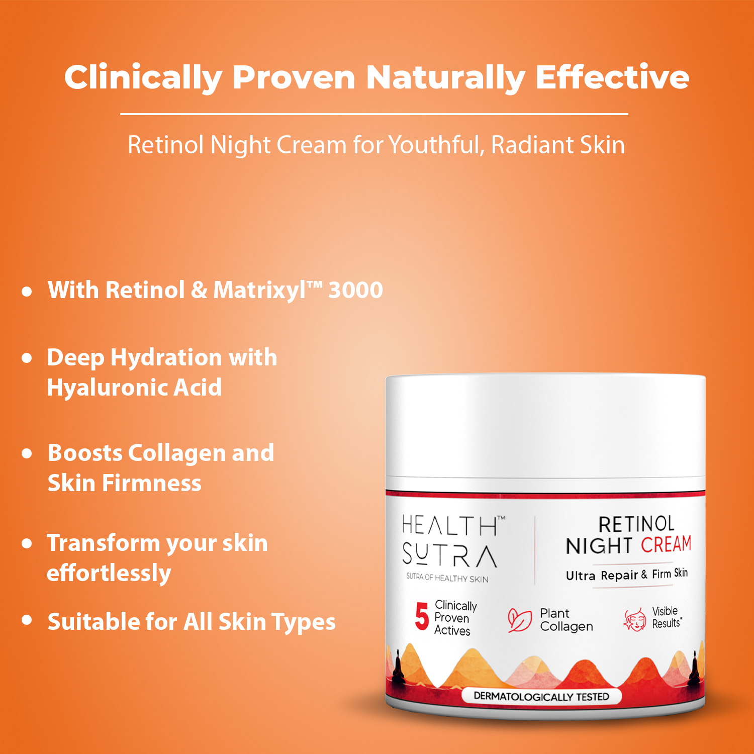 Retinol Night Cream for Wrinkle Repair, Anti-Aging, Fine Lines, Youthful Skin (50 gm)