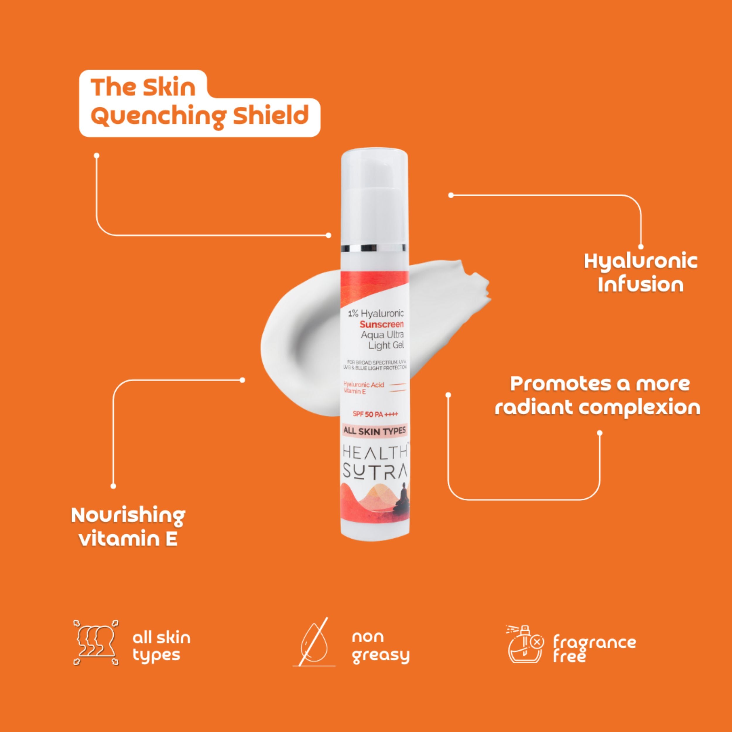 1% Hyaluronic Sunscreen Aqua Ultra Light Gel with Vitamin E - 50g