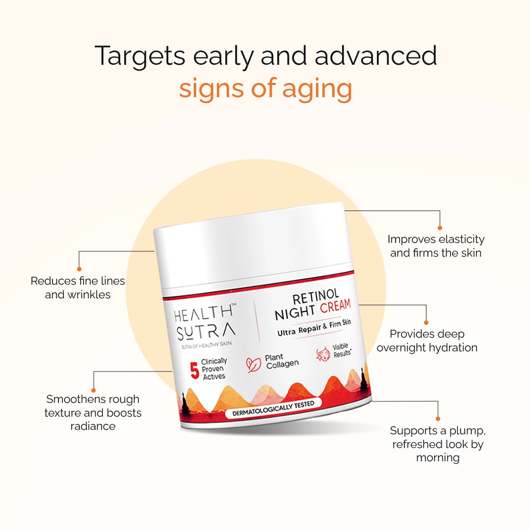 Retinol Night Cream for Wrinkle Repair, Anti-Aging, Fine Lines, Youthful Skin (50 gm)