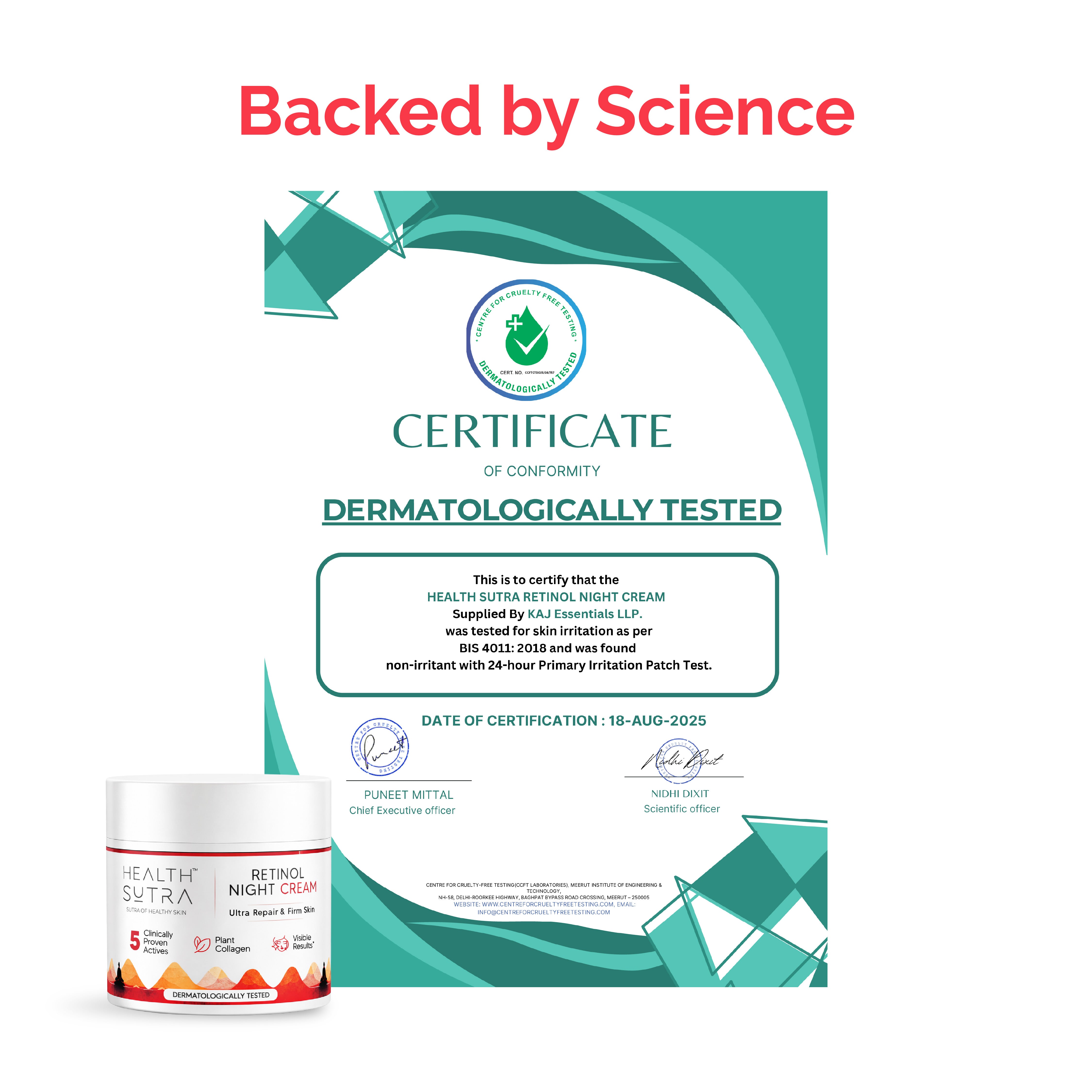 Retinol Night Cream for Wrinkle Repair, Anti-Aging, Fine Lines, Youthful Skin (50 gm)