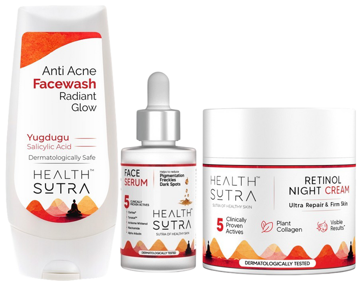 Pigmentation & Dark Spot Correction Kit  that contains Anti Acne Facewash, Face Serum, Retinol Night Cream